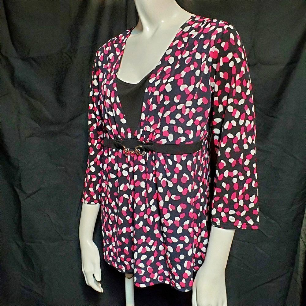 Notations Black, Pink, & White Blouse (M)